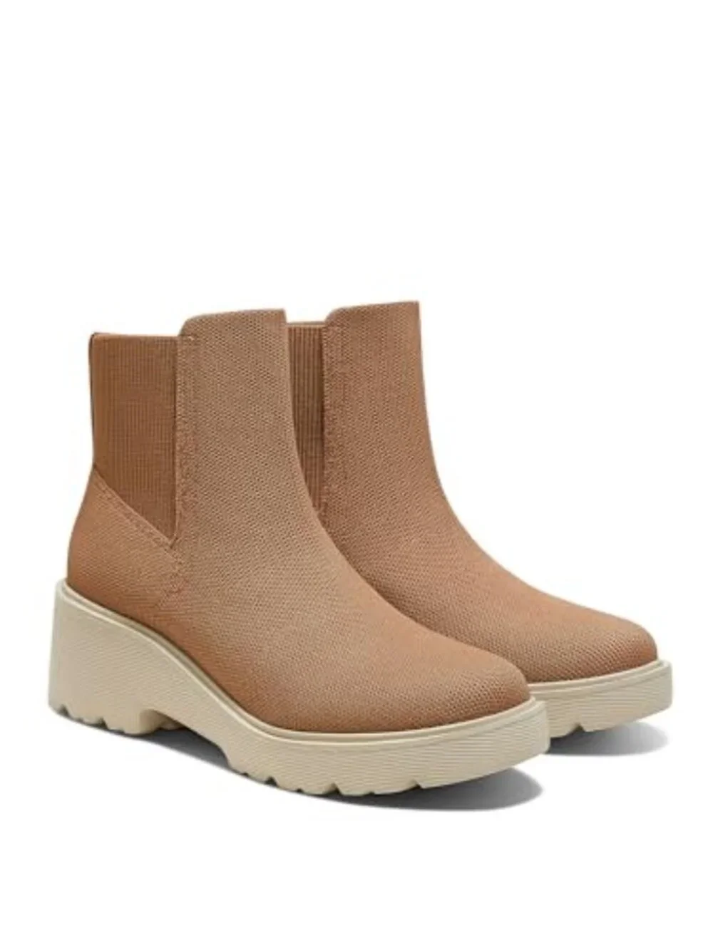 Water Repellent Ankle Booties with Chunky Platform Wedge Heel